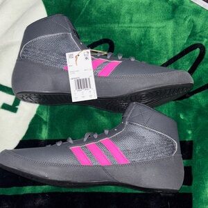 Adidas Gray and Pink High-Tops Hvc wrestling sneakers size 11 1/2 men